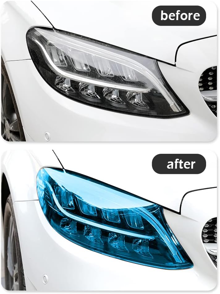 wedfish 12 X 48inch Car Light Tint Film, Cuttable&Stretchable Vinyl Wrap Protector, Non-Marking Self-Adhesive Decals for Headlight, Taillight, Fog Light (Dark Blue) - Image 5